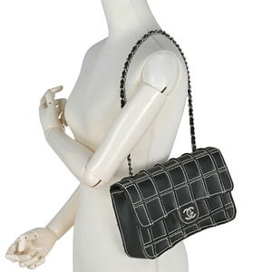 Chanel Coco Mark Chain Shoulder Bag Leather Black